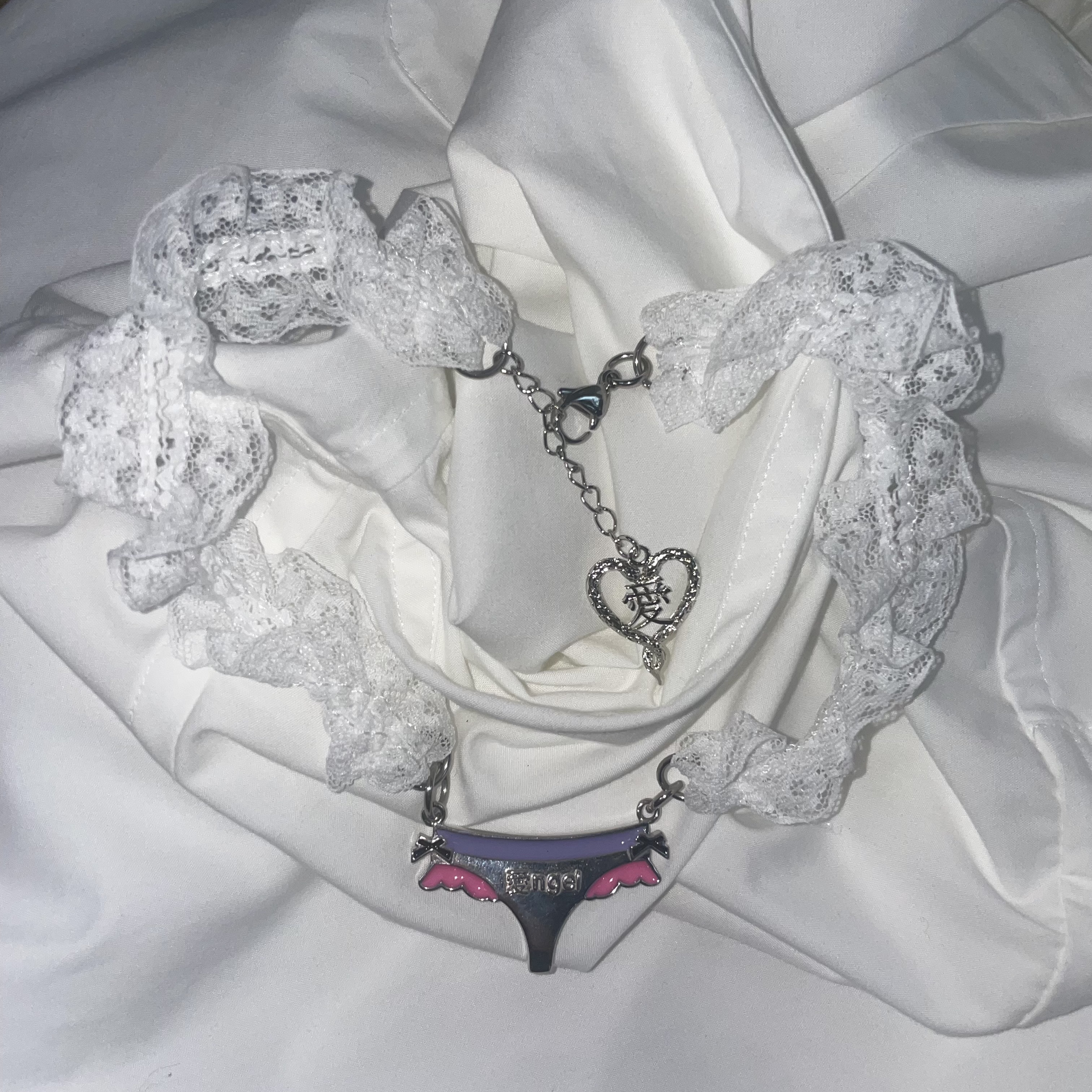 Angel lace necklace - White